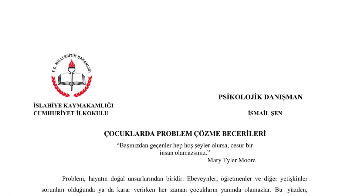 ÇOCUKLARDA PROBLEM ÇÖZME BECERİSİ